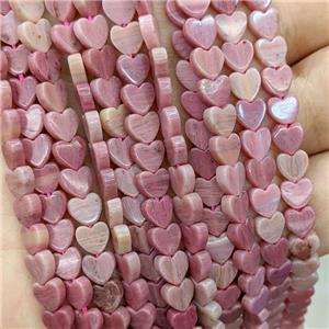 Natural Pink Wood Lace Jasper Heart Beads, approx 6mm [GB22120]