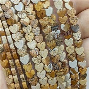 Natural Picture Jasper Heart Beads, approx 6mm [GB22123]