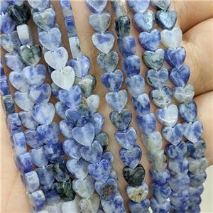 Natural Blue Dalmatian Jasper Heart Beads, approx 6mm [GB22131]