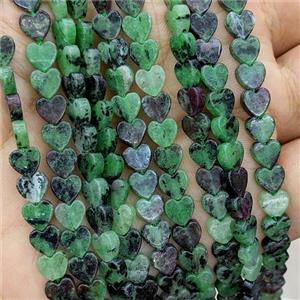 Natural Ruby In Zoisite Heart Beads Green, approx 6mm [GB22134]