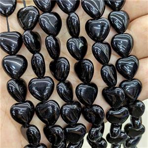 Natural Black Jasper Heart Beads, approx 12mm [GB22140]