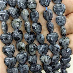 Natural Black Labradorite Heart Beads, approx 12mm [GB22143]