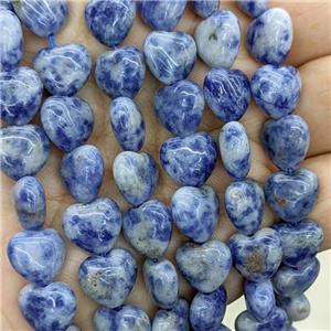 Natural Blue Dalmatian Jasper Heart Beads, approx 12mm [GB22145]