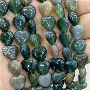 Natural Indian Agate Heart Beads Green, approx 12mm [GB22146]