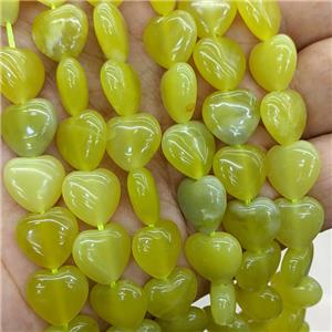 Natural Lemon Jade Heart Beads Olive, approx 12mm [GB22153]
