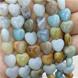 Natural Chinese Amazonite Heart Beads Multicolor, approx 12mm [GB22158]