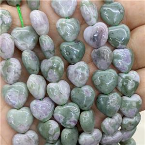 Natural Peace Jasper Heart Beads Green, approx 12mm [GB22162]