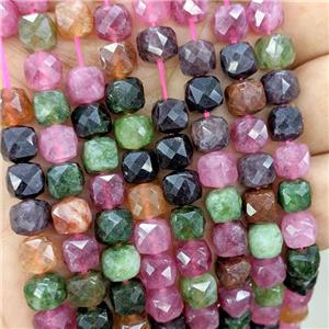 Jade Beads Dye Faceted Cube Mixed Color, approx 7-8mm [GB22172]