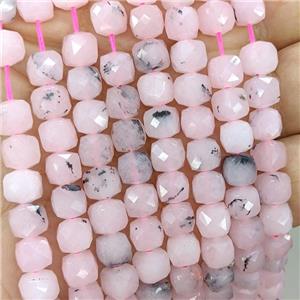 Pink Jade Beads Dye Faceted Cube, approx 7-8mm [GB22179]