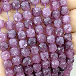Fuchsia Jade Beads Dye Faceted Cube, approx 7-8mm [GB22183]