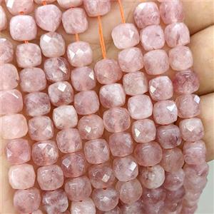 Salmon Jade Beads Dye Faceted Cube, approx 7-8mm [GB22189]