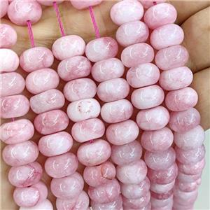 Pink Dye Jade Beads Smooth Rondelle B-Grade, approx 8-12mm [GB22208]