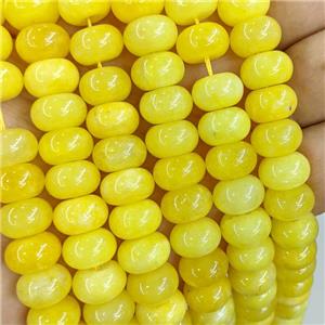 Yellow Dye Jade Beads Smooth Rondelle B-Grade, approx 8-12mm [GB22211]