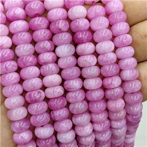 Pink Dye Jade Beads Smooth Rondelle, approx 6x10mm [GB22216]