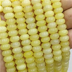 Yellow Dye Jade Beads Smooth Rondelle, approx 6x10mm [GB22219]