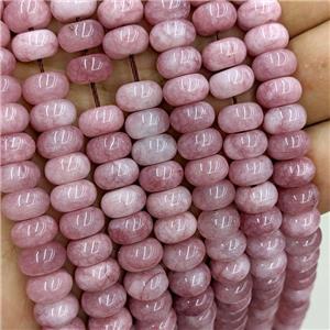 Pink Dye Jade Beads Smooth Rondelle, approx 6x10mm [GB22223]