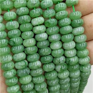 Green Dye Jade Beads Smooth Rondelle, approx 6x10mm [GB22225]