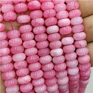 Pink Dye Jade Beads Smooth Rondelle, approx 6x10mm [GB22226]