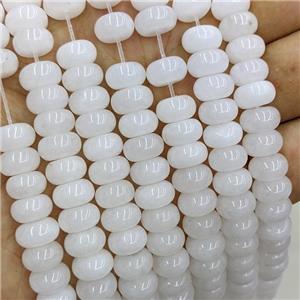Jade Beads Smooth Rondelle White Dye, approx 6x10mm [GB22228]