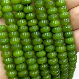 Jade Beads Smooth Rondelle Green Dye, approx 6x10mm [GB22234]