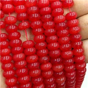 Jade Beads Smooth Rondelle Red Dye, approx 6x10mm [GB22235]