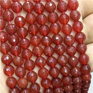 Natural Agate Beads Red Dye Faceted Round, approx 6mm dia [GB22239-6MM]