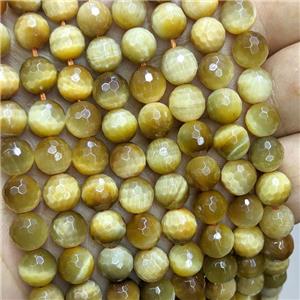 Natural Tiger Eye Stone Beads Golden Dye Faceted Round, approx 6mm dia [GB22241-6MM]