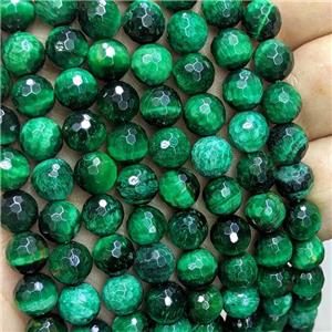 Natural Tiger Eye Stone Beads Green Dye Faceted Round, approx 8mm dia [GB22242-8MM]