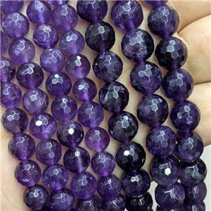 Natural Amethyst Beads Purple Faceted Round, approx 8mm dia [GB22244-8MM]