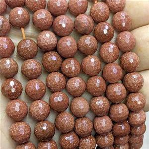 Golden Sandstone Beads Faceted Round, approx 10mm dia [GB22245-10MM]