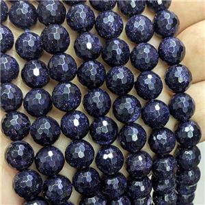 Blue Sandstone Beads Faceted Round, approx 8mm dia [GB22246-8MM]