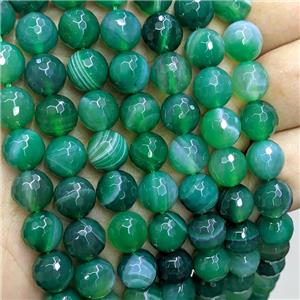 Green Stripe Agate Beads Band Dye Faceted Round, approx 10mm dia [GB22250-10MM]