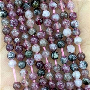 Natural Plum Blossom Tourmaline Beads Smooth Round, approx 3mm [GB22271-3MM]