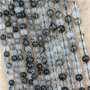 Natural Black Rutilated Quartz Beads Smooth Round Tiny, approx 3mm [GB22278-3MM]