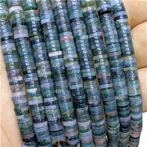 Natural Green Moss Agate Heishi Beads, approx 1x6mm [GB22329]