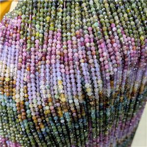 Natural Tourmaline Beads Faceted Round Multicolor Tiny, approx 3mm [GB22341]