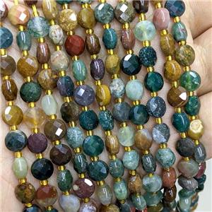 Natural Ocean Agate Beads Multicolor Faceted Coin, approx 6mm [GB22362]