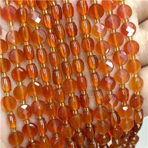 Natural Agate Beads Red Dye Faceted Coin, approx 6mm [GB22369]