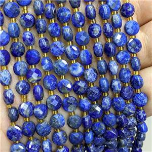 Natural Blue Lapis Lazuli Beads Faceted Coin, approx 6mm [GB22379]