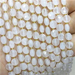 White Clear Quartz Beads Faceted Coin, approx 6mm [GB22385]