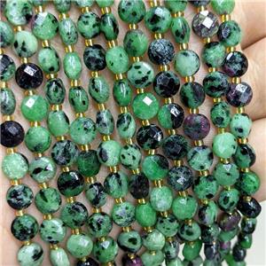 Natural Green Zoisite Beads Faceted Coin, approx 6mm [GB22386]