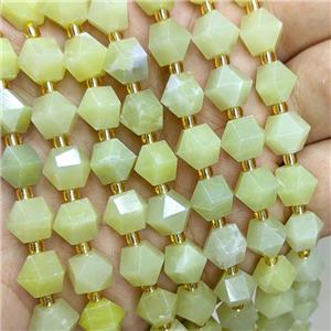 Natural Lemon Jade Beads Green Cut Bicone, approx 8-10mm [GB22395]
