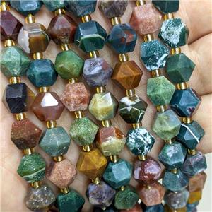 Natural Ocean Agate Beads Multicolor Cut Bicone, approx 8-10mm [GB22398]