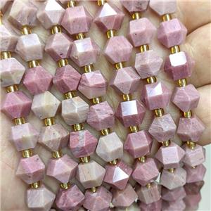 Natural Pink Wood Lace Jasper Beads Cut Bicone, approx 8-10mm [GB22403]