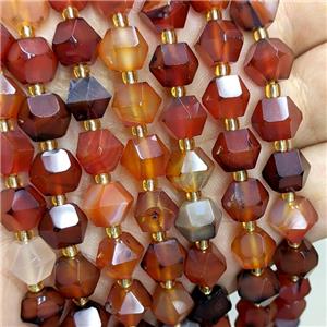 Natural Fancy Agate Beads Red Cut Bicone, approx 8-10mm [GB22410]