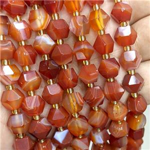 Natural Red Stripe Agate Beads Cut Bicone, approx 8-10mm [GB22411]