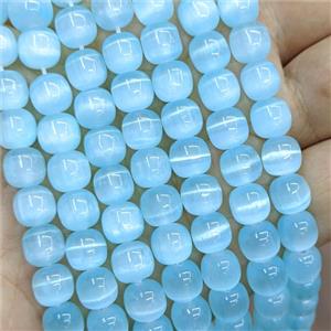 Natural Selenite Barrel Beads Blue Dye, approx 8x8mm [GB22420]