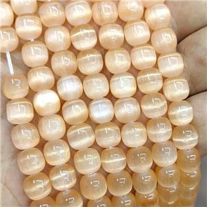 Natural Selenite Barrel Beads Peach Dye, approx 8x8mm [GB22424]