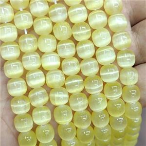 Natural Selenite Barrel Beads Yellow Dye, approx 8x8mm [GB22425]