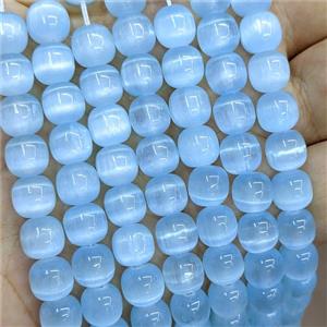 Natural Selenite Barrel Beads Blue Dye, approx 8x8mm [GB22427]